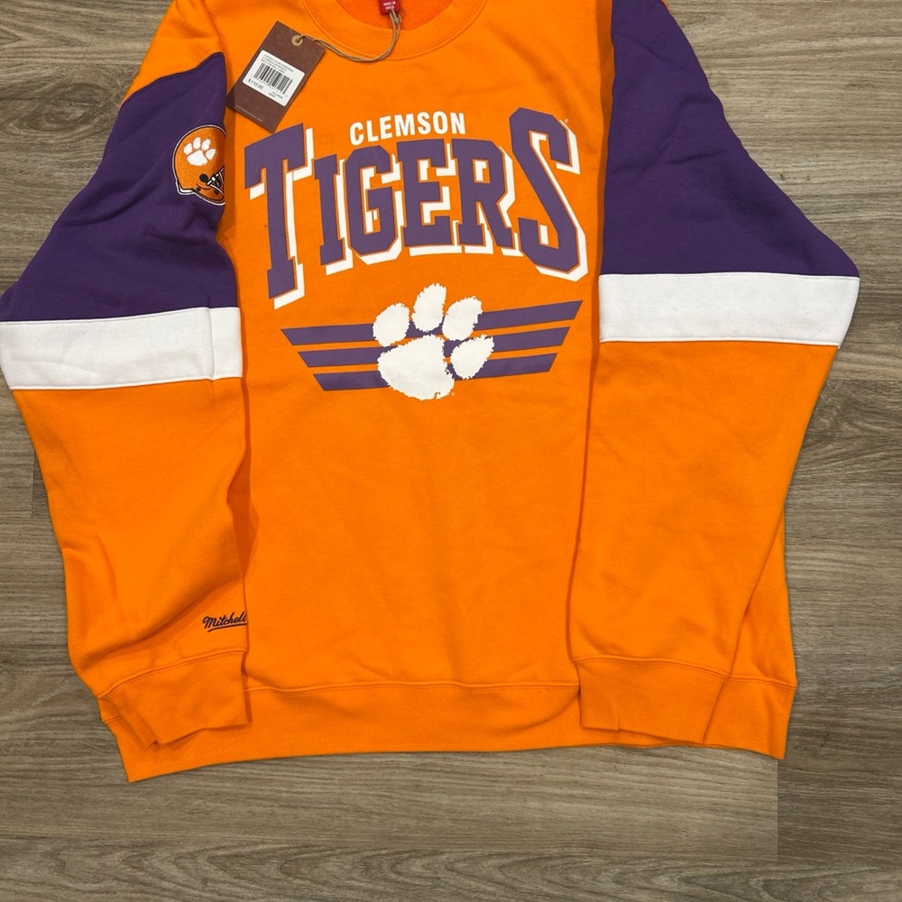 Mitchell & Ness Clemson Tigers Orange and Purple Crewneck Sweater